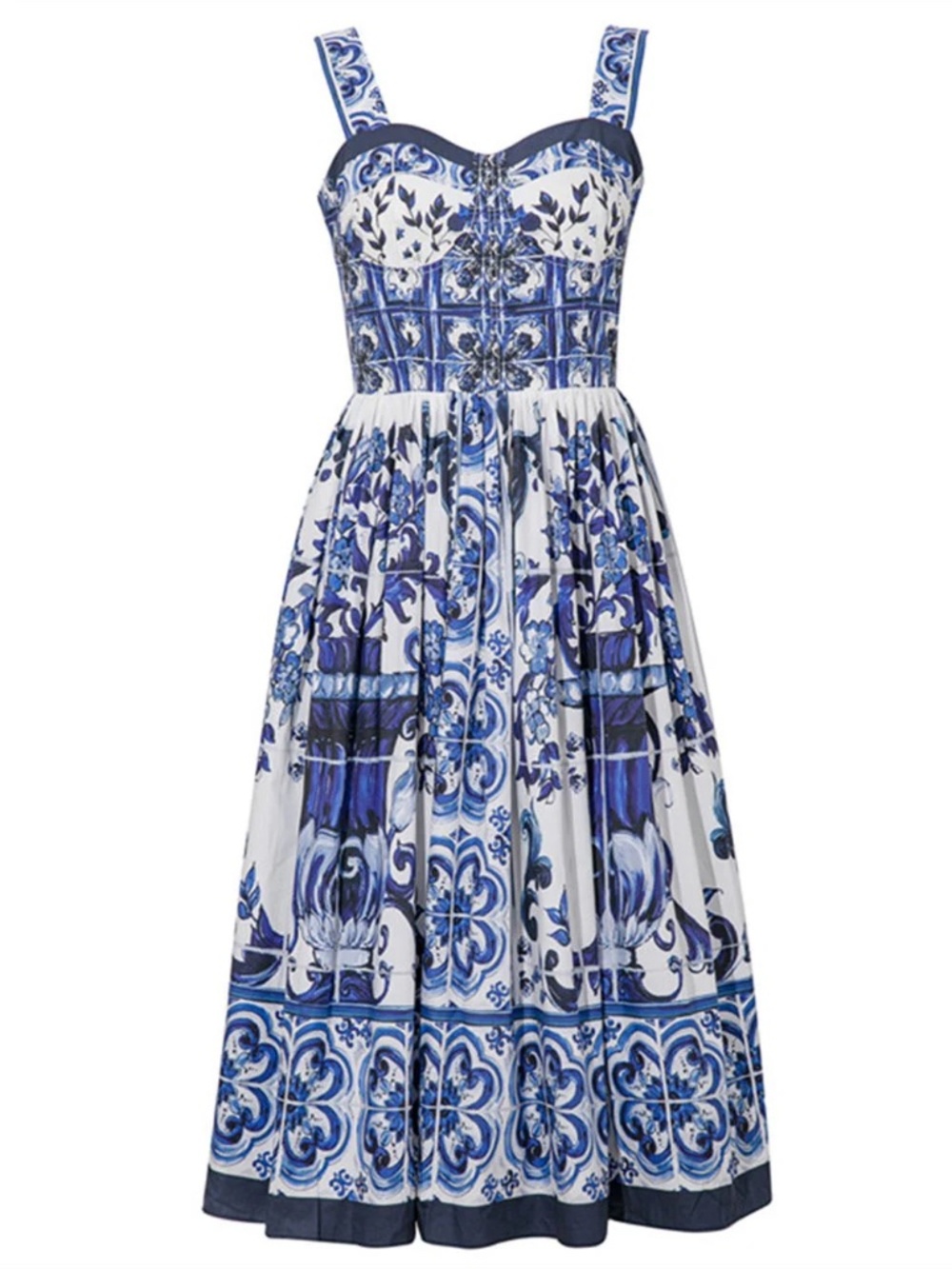 Baroque-Inspired Midi Dress + Matching Satin Scarf NWT